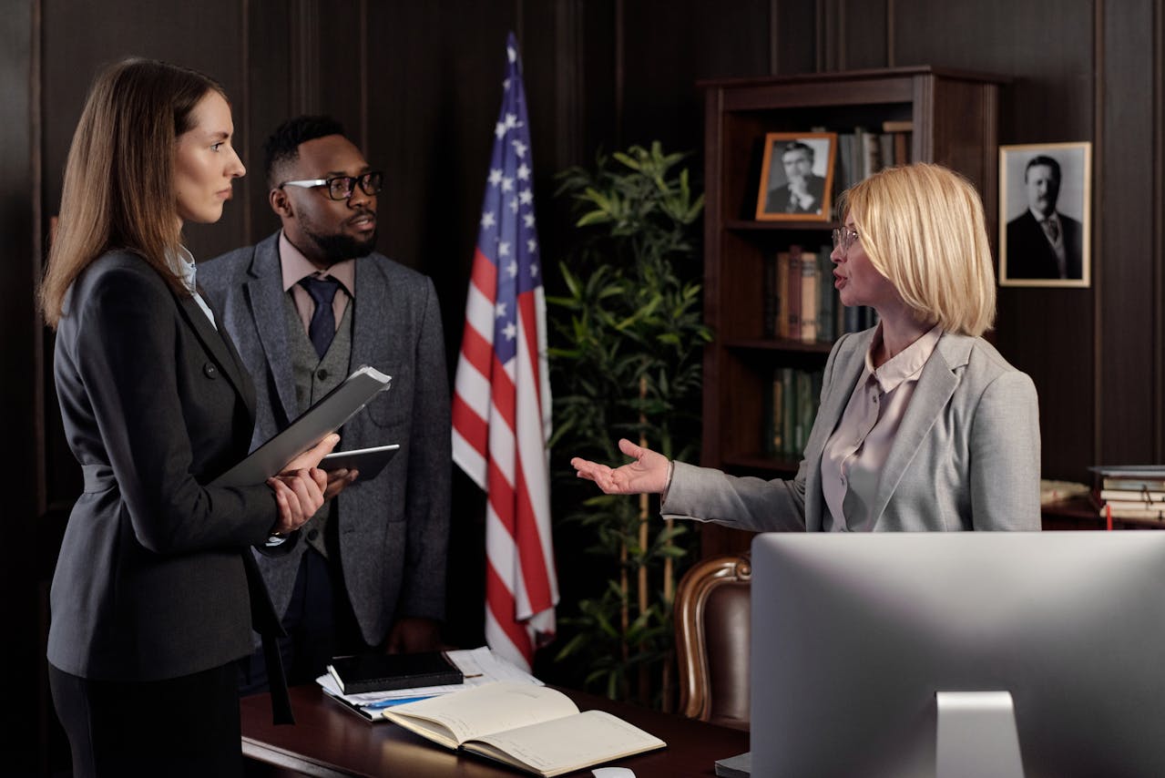 Lawyers Talking in an Office