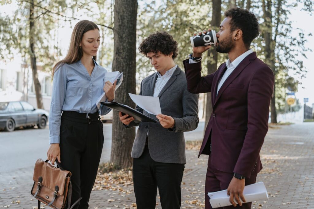 Colleagues Standing on the Street